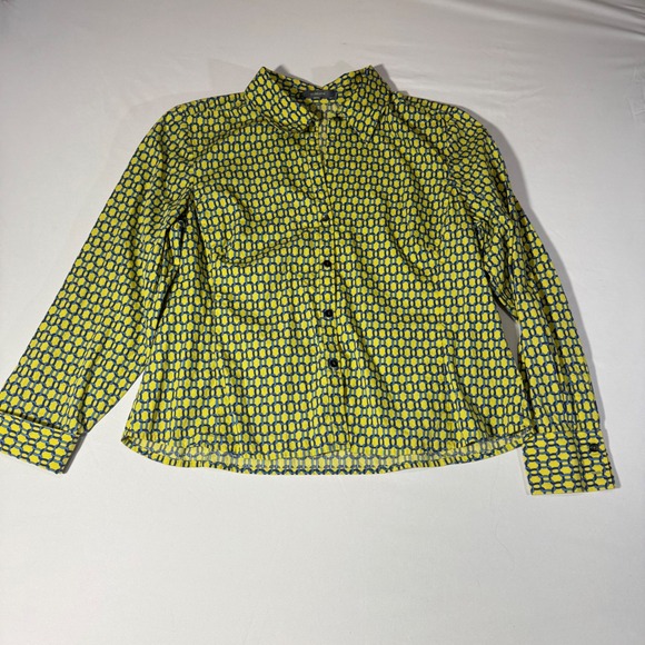 Liz Claiborne Tops - Liz Claiborne Womens Yellow Blue Geometric Chain Link Cotton Button  Shirt 16
